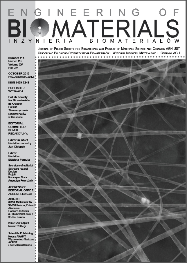 Link do karty katalogowej czasopisma: Inżynieria Biomateriałów